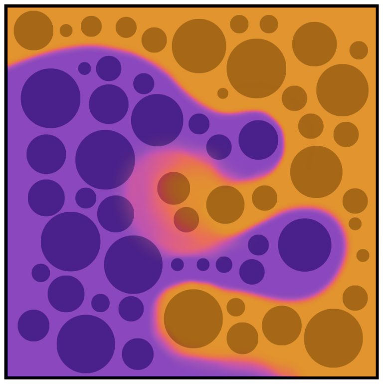 Pore-scale simulation of flow around solid grains